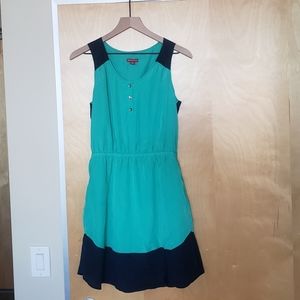 Teal and navy blue dress